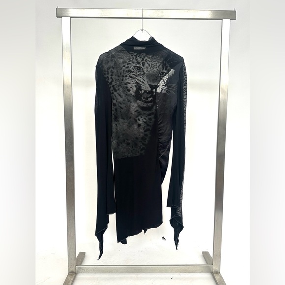 Isabel De Pedro Leopard Black Bell Sleeve Tunic Dress - Picture 9 of 16